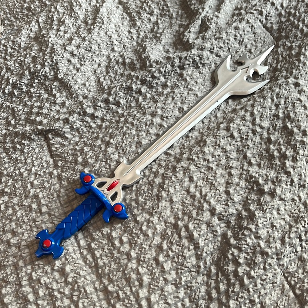 Vintage 16 inch Voltron Force Sword Blue and Silver with Red Gems